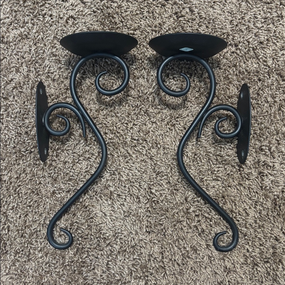 Partylite Sconces Set/2 Candle/Vase/Decor Holders Black Matte Iron